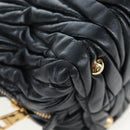 Miu Miu Matelasse Hand Bag Leather 2way Black Gold Auth am12563V-18