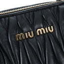 Miu Miu Matelasse Hand Bag Leather 2way Black Gold Auth am12563V-20