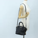Miu Miu Matelasse Hand Bag Leather 2way Black Gold Auth am12563V-27