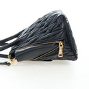 Miu Miu Matelasse Hand Bag Leather 2way Black Gold Auth am12563V-3