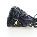 Miu Miu Matelasse Hand Bag Leather 2way Black Gold Auth am12563V-4