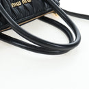 Miu Miu Matelasse Hand Bag Leather 2way Black Gold Auth am12563V-7