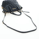 Miu Miu Matelasse Hand Bag Leather 2way Black Gold Auth am12563V-8