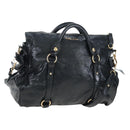 Miu Miu Side Ribbon Hand Bag Leather 2way Black Gold Auth am12564V-1