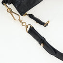 Miu Miu Side Ribbon Hand Bag Leather 2way Black Gold Auth am12564V-9