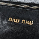 Miu Miu Side Ribbon Hand Bag Leather 2way Black Gold Auth am12564V-20
