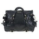 Miu Miu Side Ribbon Hand Bag Leather 2way Black Gold Auth am12564V-13