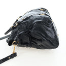 Miu Miu Side Ribbon Hand Bag Leather 2way Black Gold Auth am12564V-3