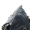 Miu Miu Side Ribbon Hand Bag Leather 2way Black Gold Auth am12564V-6