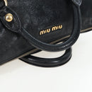 Miu Miu Side Ribbon Hand Bag Leather 2way Black Gold Auth am12564V-7