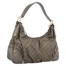 GUCCI GG Canvas Guccissima Shoulder Bag Leather Gray Gold 211966 Auth am12566V-1