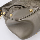 GUCCI GG Canvas Guccissima Shoulder Bag Leather Gray Gold 211966 Auth am12566V-14