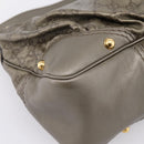 GUCCI GG Canvas Guccissima Shoulder Bag Leather Gray Gold 211966 Auth am12566V-16