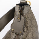 GUCCI GG Canvas Guccissima Shoulder Bag Leather Gray Gold 211966 Auth am12566V-17