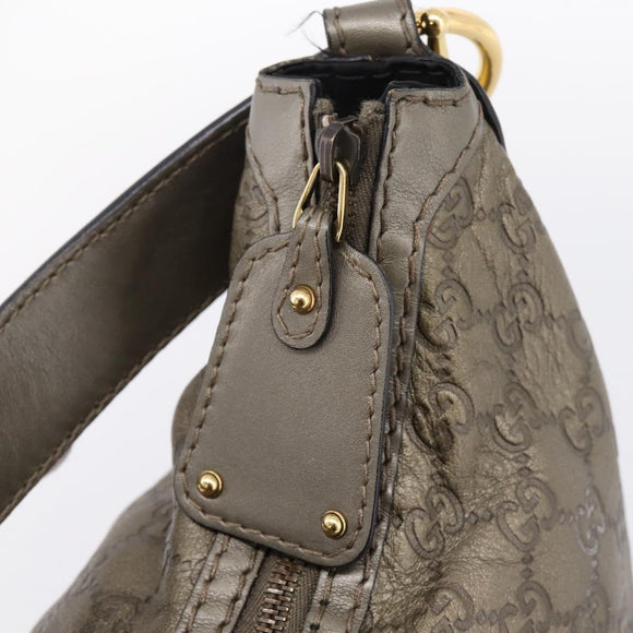 GUCCI GG Canvas Guccissima Shoulder Bag Leather Gray Gold 211966 Auth am12566V