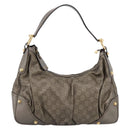 GUCCI GG Canvas Guccissima Shoulder Bag Leather Gray Gold 211966 Auth am12566V-13