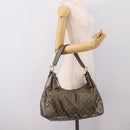 GUCCI GG Canvas Guccissima Shoulder Bag Leather Gray Gold 211966 Auth am12566V-23