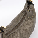 GUCCI GG Canvas Guccissima Shoulder Bag Leather Gray Gold 211966 Auth am12566V-6