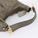 GUCCI GG Canvas Guccissima Shoulder Bag Leather Gray Gold 211966 Auth am12566V-7