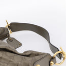 GUCCI GG Canvas Guccissima Shoulder Bag Leather Gray Gold 211966 Auth am12566V-8