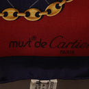 CARTIER Scarf Silk Navy Red Auth am12567M-13