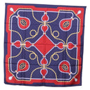 CARTIER Scarf Silk Navy Red Auth am12567M-14