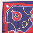 CARTIER Scarf Silk Navy Red Auth am12567M-15