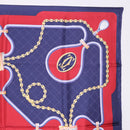 CARTIER Scarf Silk Navy Red Auth am12567M-17