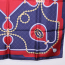 CARTIER Scarf Silk Navy Red Auth am12567M-23