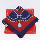 CARTIER Scarf Silk Navy Red Auth am12567M-12