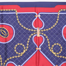 CARTIER Scarf Silk Navy Red Auth am12567M-3