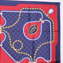 CARTIER Scarf Silk Navy Red Auth am12567M-4