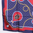 CARTIER Scarf Silk Navy Red Auth am12567M-8
