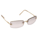 CHANEL CC Rimless Rhinestone Sunglasses metal Brown CC Auth am12569M-1