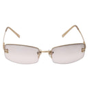 CHANEL CC Rimless Rhinestone Sunglasses metal Brown CC Auth am12569M-2