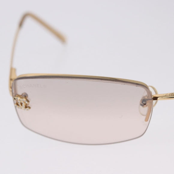 CHANEL CC Rimless Rhinestone Sunglasses metal Brown CC Auth am12569M