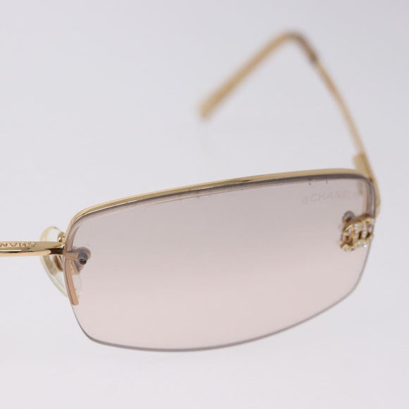 CHANEL CC Rimless Rhinestone Sunglasses metal Brown CC Auth am12569M