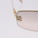 CHANEL CC Rimless Rhinestone Sunglasses metal Brown CC Auth am12569M-6
