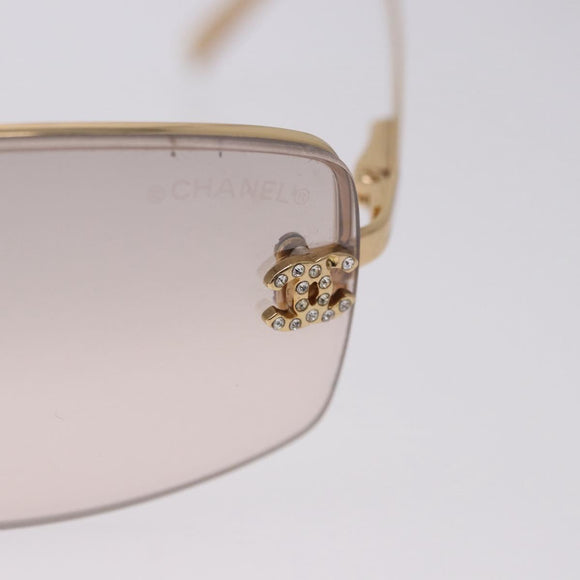 CHANEL CC Rimless Rhinestone Sunglasses metal Brown CC Auth am12569M