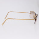 CHANEL CC Rimless Rhinestone Sunglasses metal Brown CC Auth am12569M-8