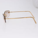 CHANEL CC Rimless Rhinestone Sunglasses metal Brown CC Auth am12569M-9