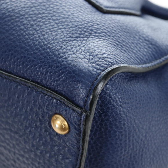 PRADA Ready lock Hand Bag Taurillon Clemence Leather 2way Blue Auth am12570V