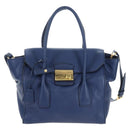 PRADA Ready lock Hand Bag Taurillon Clemence Leather 2way Blue Auth am12570V-13