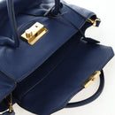 PRADA Ready lock Hand Bag Taurillon Clemence Leather 2way Blue Auth am12570V-24