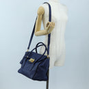 PRADA Ready lock Hand Bag Taurillon Clemence Leather 2way Blue Auth am12570V-31