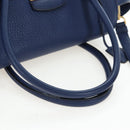 PRADA Ready lock Hand Bag Taurillon Clemence Leather 2way Blue Auth am12570V-6