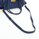 PRADA Ready lock Hand Bag Taurillon Clemence Leather 2way Blue Auth am12570V-7