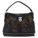 PRADA Shoulder Bag Nylon Leather Khaki Silver BR4549 Auth am12573V-2
