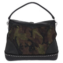 PRADA Shoulder Bag Nylon Leather Khaki Silver BR4549 Auth am12573V-3