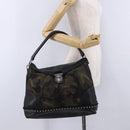 PRADA Shoulder Bag Nylon Leather Khaki Silver BR4549 Auth am12573V-30